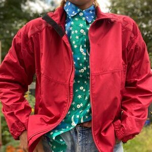 Red sierra design windbreaker jacket L